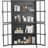 Premium Black Metal Storage Cabinet With Tempered Glass Doors, Adjustable Shelves