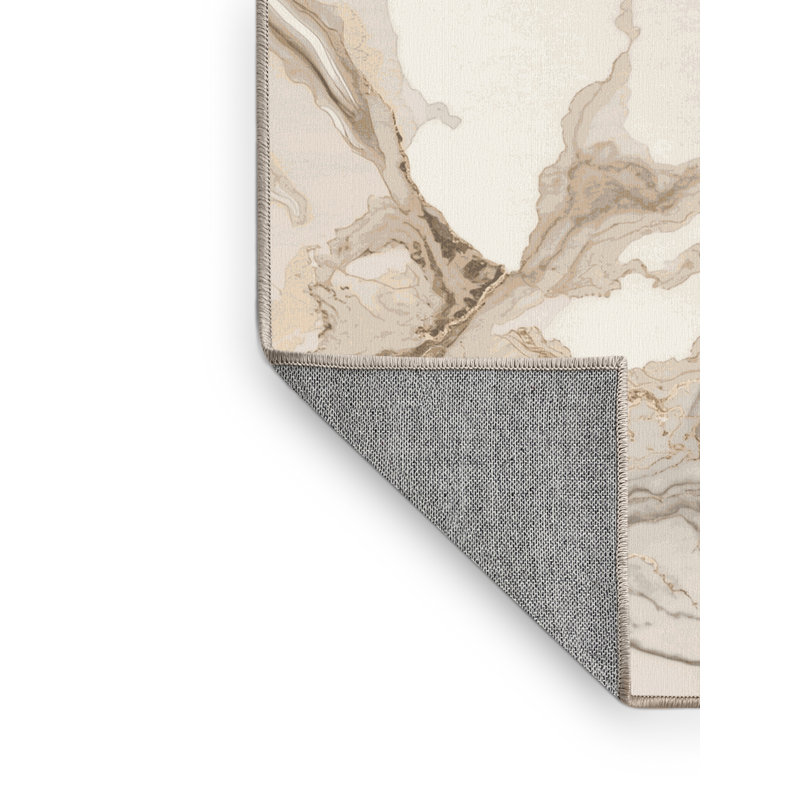 Tapis beige chic et luxueux lavable à la machine Arverne, 6' Square