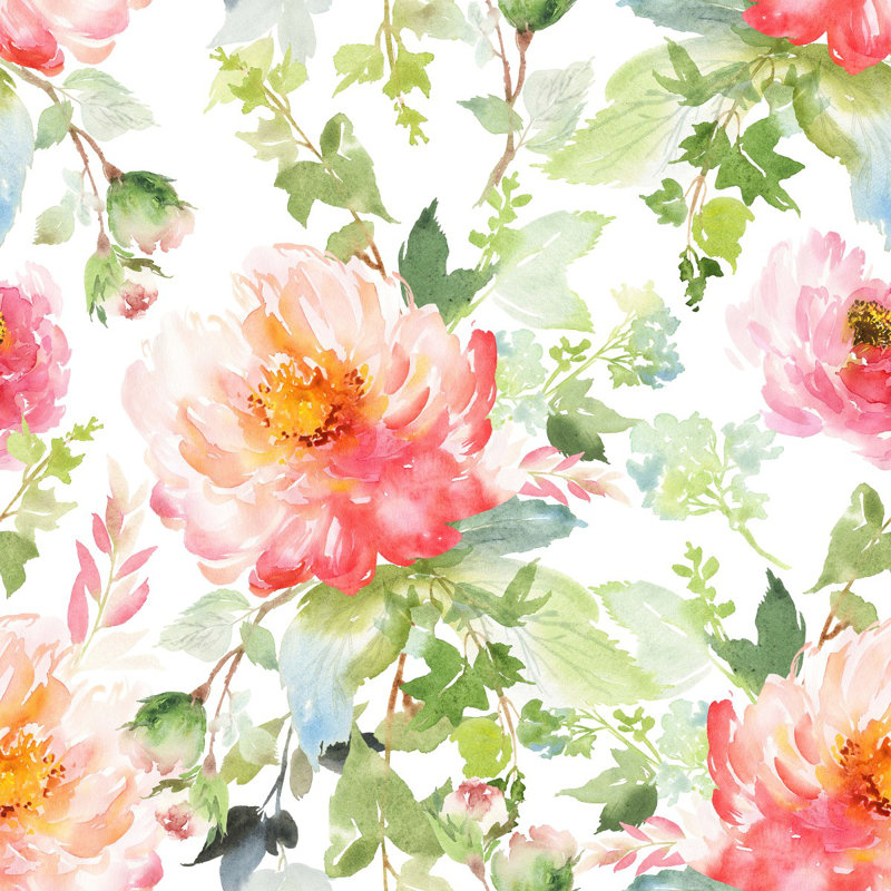 Papier peint floral printanier, L 10,4 pi x l 125 po