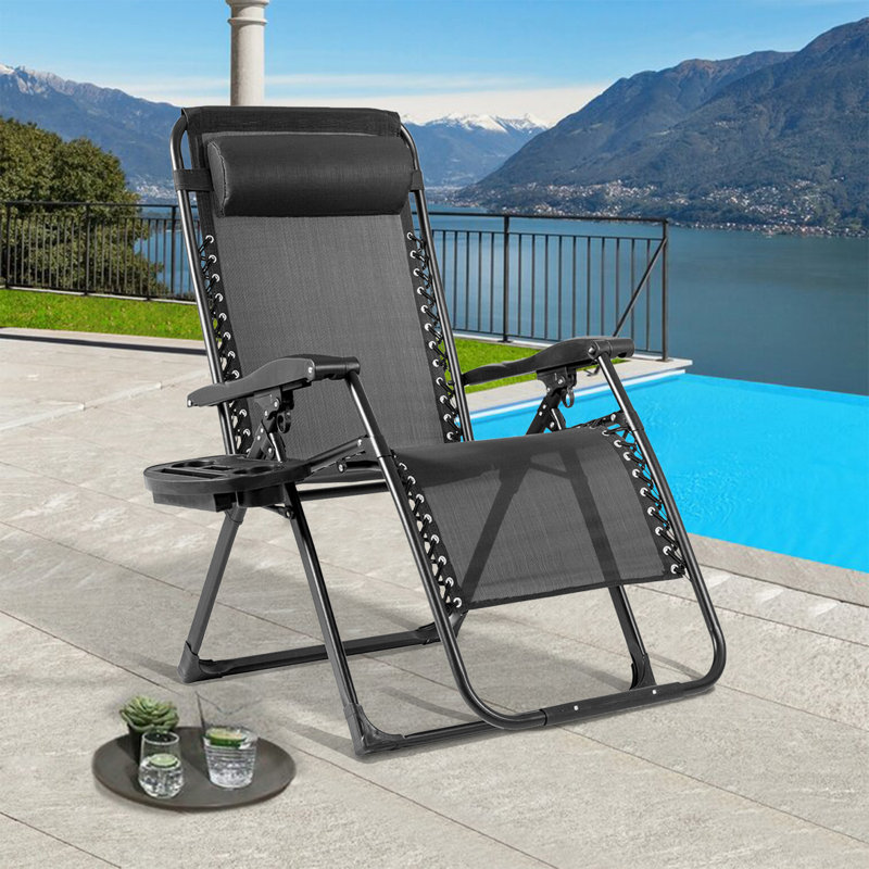 Jaleasa Outdoor Rust-Resistant Metal Chaise Lounge, Black