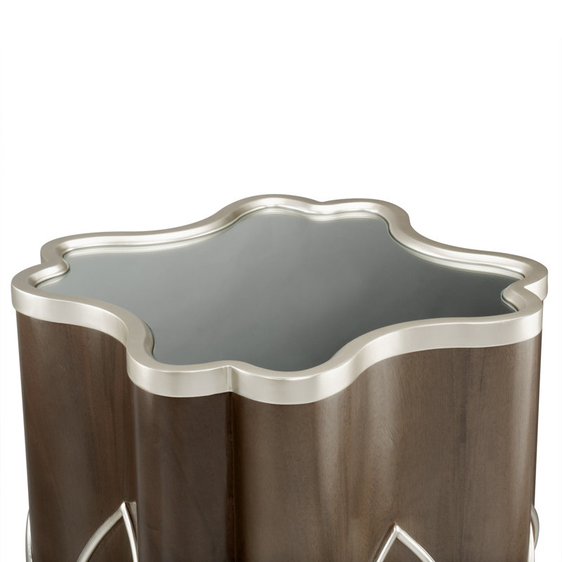 Villa Cherie End Table, Chrome/Hazelnut