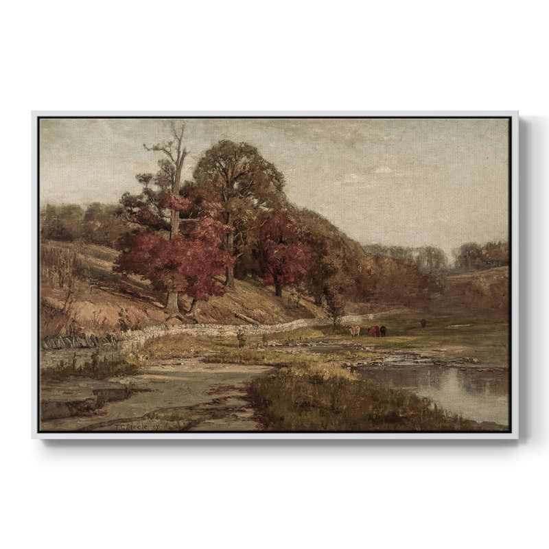 Paysage rétro - DCXLVII, Toile encadrée flottée blanche, H 25 po x l 37 po