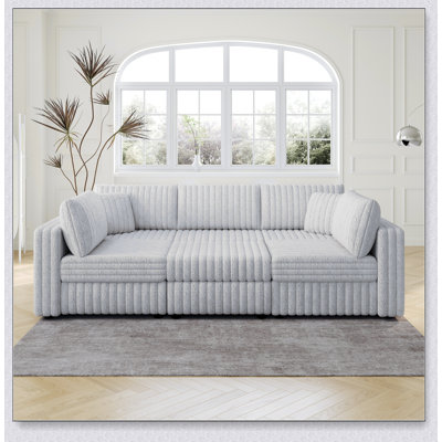 Canapé pour 6 personnes en forme de U de 106,3 pouces avec repose-pieds hydraulique de 30,7 pouces pour plus de confort et de rangement
