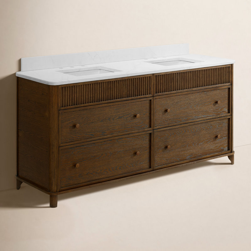 Meuble-lavabo 72 po avec comptoir Statuario, 72", Chêne brun rehaussé