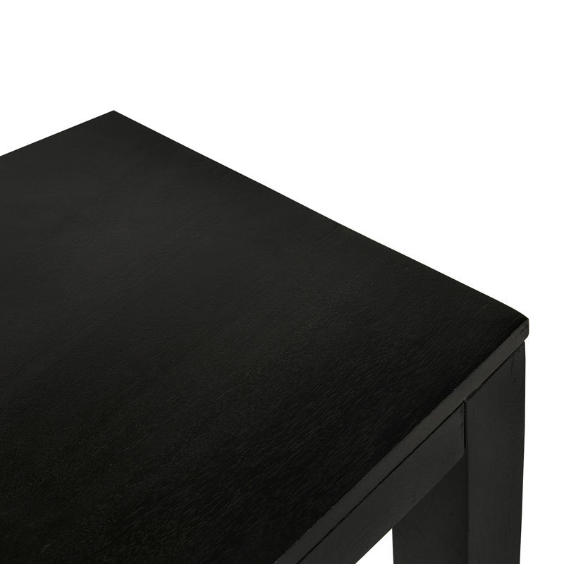 Ouellette Solid Wood Parsons End Table, Black