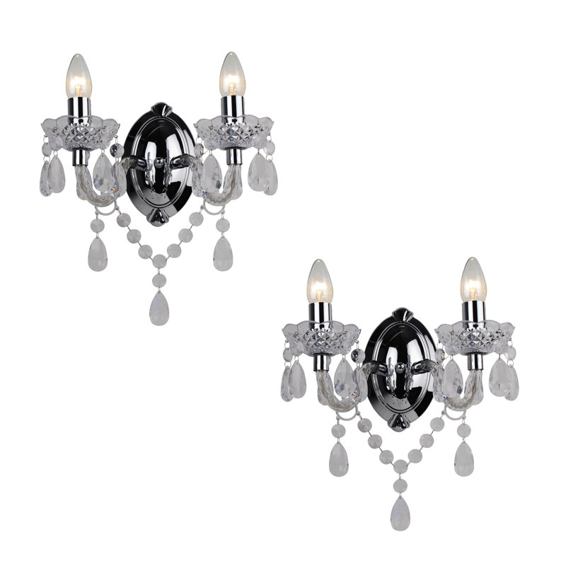 Xan Plastic Candle Wall Light, Clear/Chrome