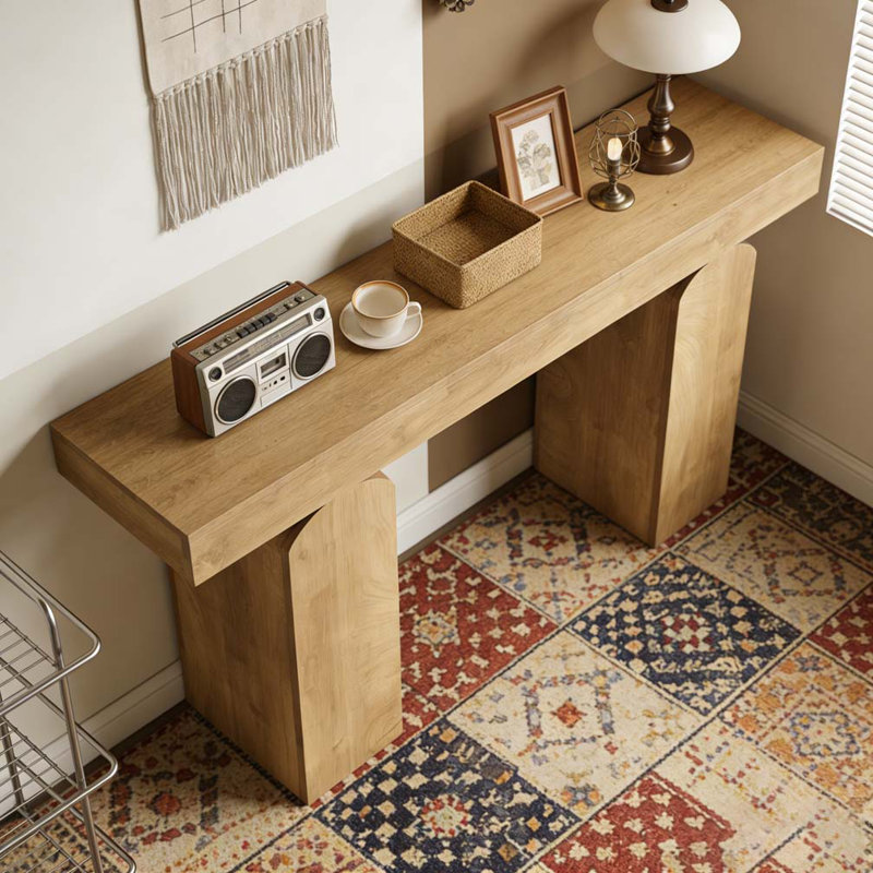 Contemporary Style Console Table, Brown