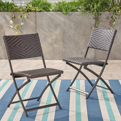 Chaises de salle à manger d'extérieur en osier, résistantes aux rayons UV, cadre en fer thermolaqué - pliable et résistant aux intempéries - capacité de 230 lb