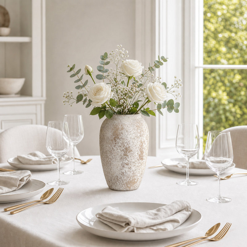 Vase de table 8,3 po Ivory, 8.27" H x 5.31" W x 5.31" D