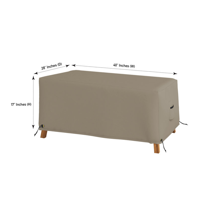 Heavy-Duty Waterproof Rectangle Ottoman Deck Box Cover, Outdoor Square Storage Box Bench Cover, Beige, 17" H x 32" W x 21" D
