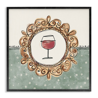 Wine with Classic Border Framed Giclee Art by Anne Tavoletti