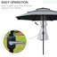 Parasol de patio gris foncé 9 pi, 3 pi, avec manivelle fusionnée et bouton inclinable pour les pelouses de terrasse