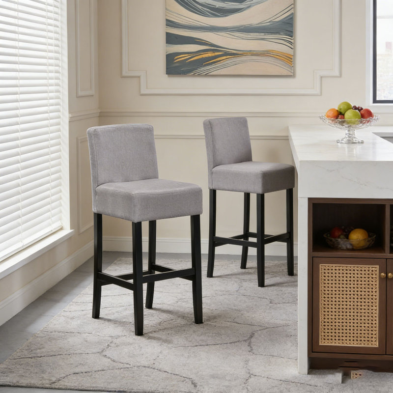 30-inch Fabric Barstool with Solid Wood Frame