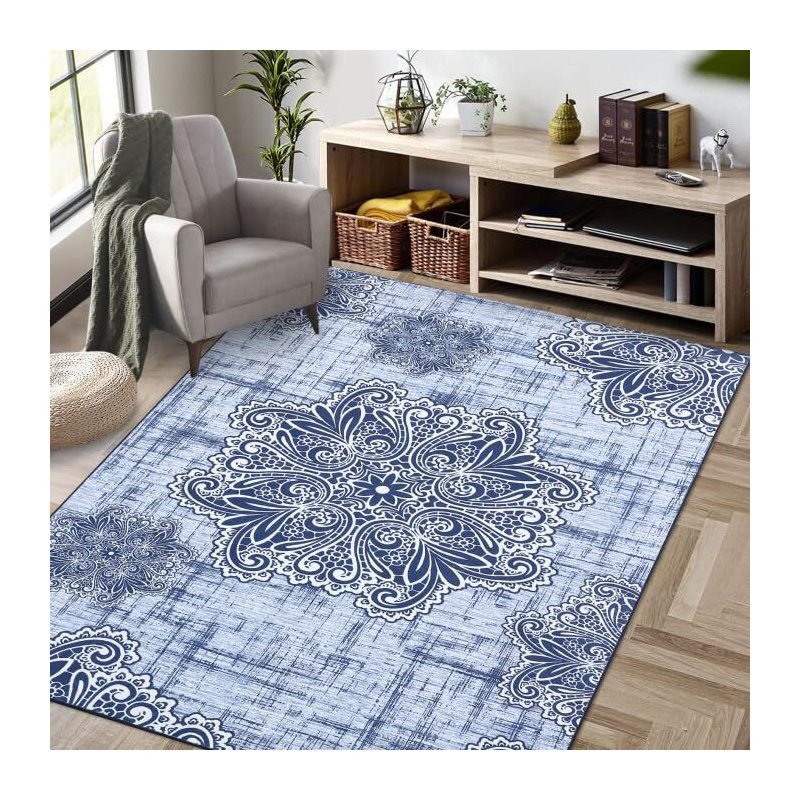 Tapis design rétro avec tapis antidérapants, Rectangle 10 pi x 13 pi