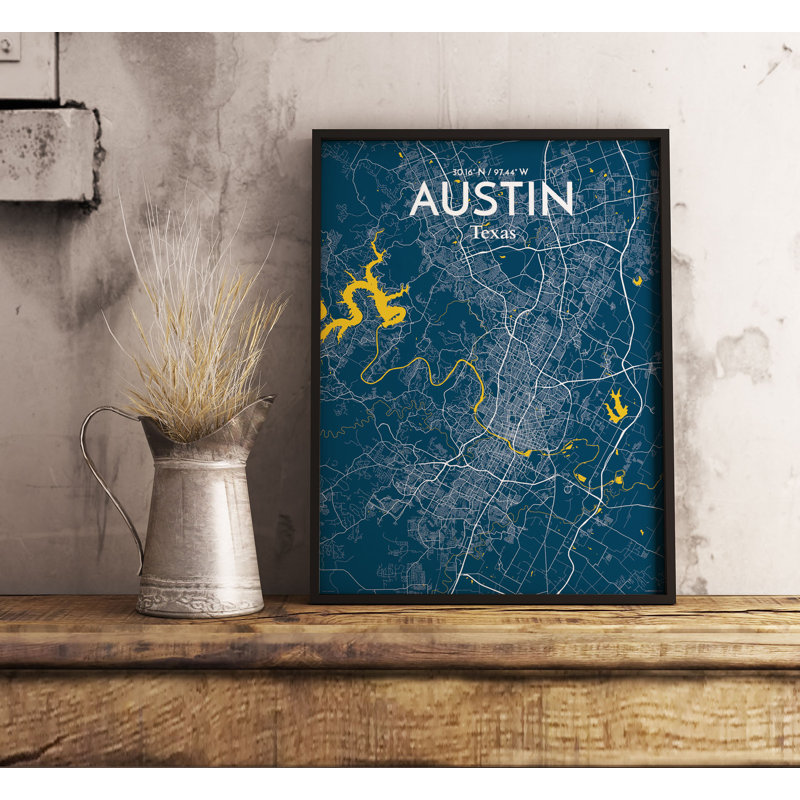 Austin City Map - No Frame Print, 50.8cm H x 40.6cm W x 0.13cm D