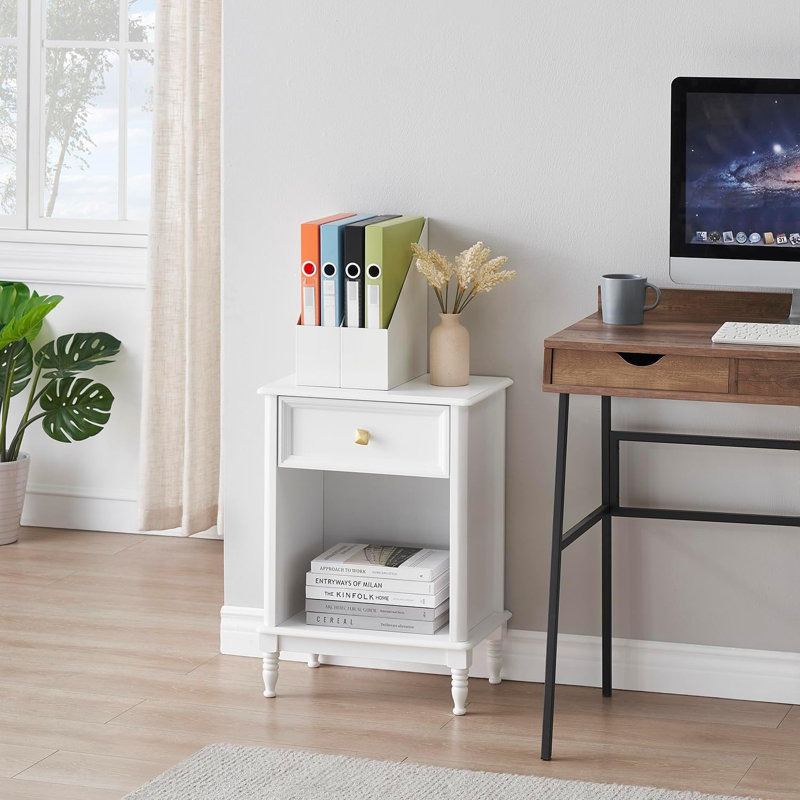 Abneer Manufactured Wood Bedside Table, White