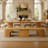 Solid Wood Extendable Dining Bench, Organic Modern 46" - 101" Fluted Entryway Bench with Hidden Extension & Sculptural Arch