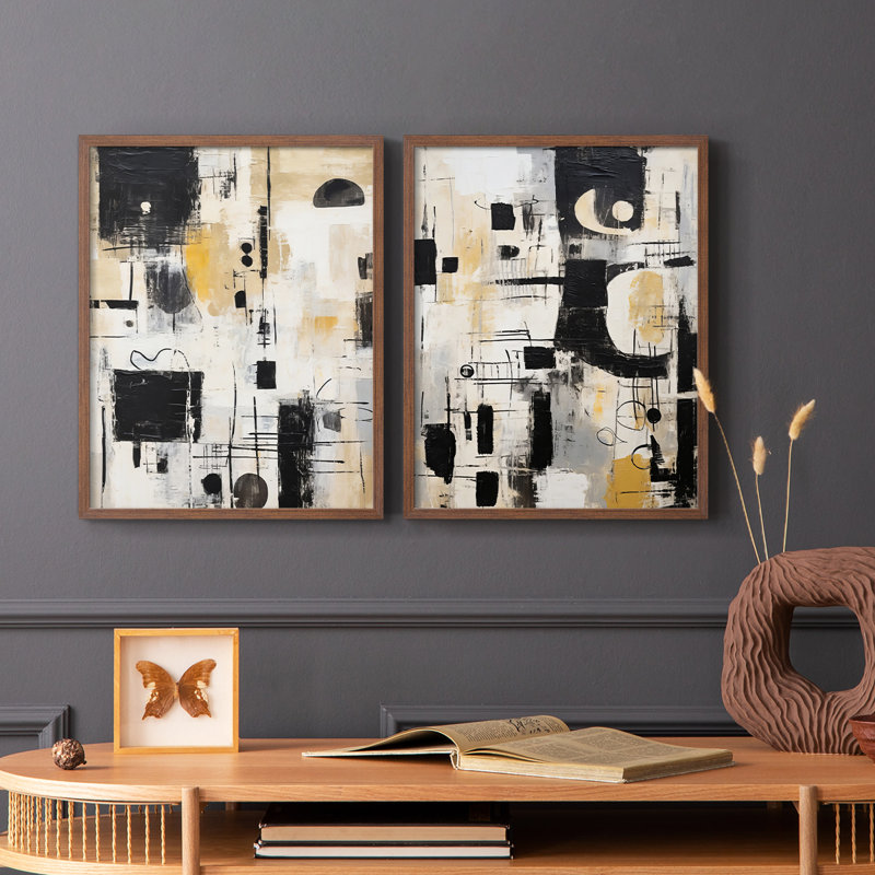 ABSTRACT Series CCCLXXXIX-Premium Framed Print -Ready to Hang - No Nails Required - No Nails Required, 29" H x 46" W, Walnut