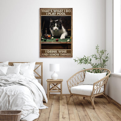 " Cat I Play Pool I Drink Wine "