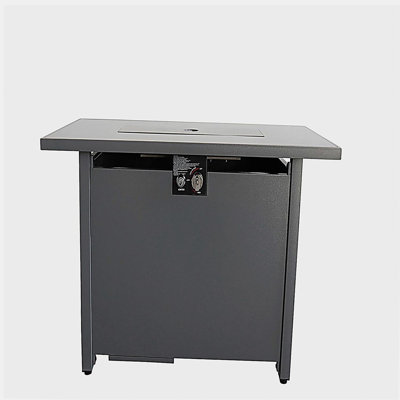 25" H x 42" W steel outdoor fire pit table with lid