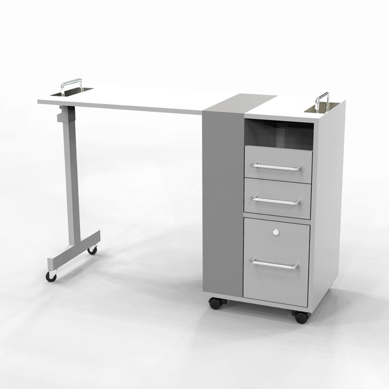Jalaina Metal Base Credenza Desk, White Gray