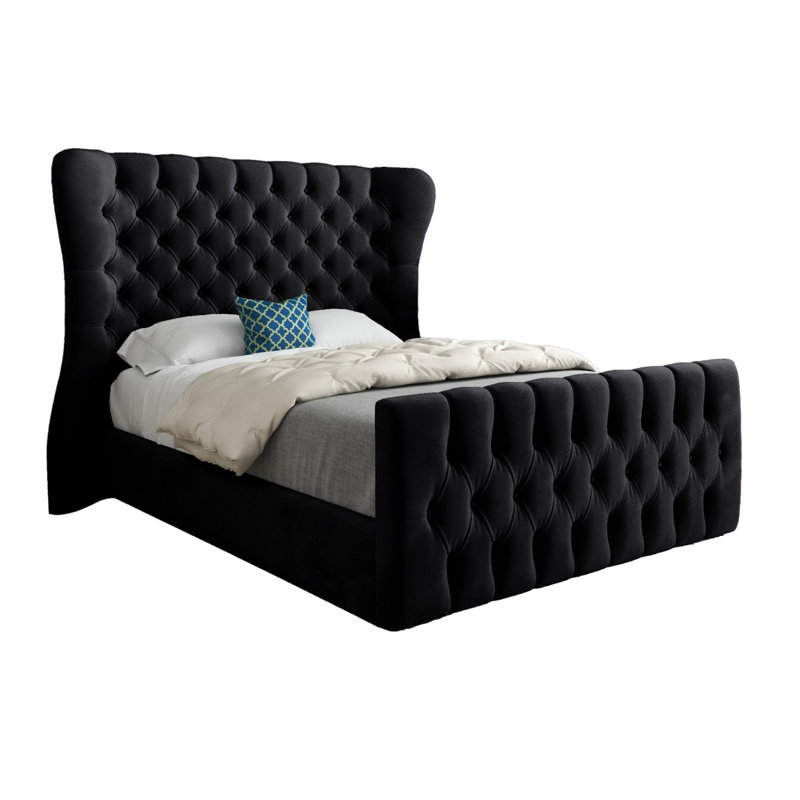 Bettencourt Upholstered Bed, Black, Small Single (2'6)