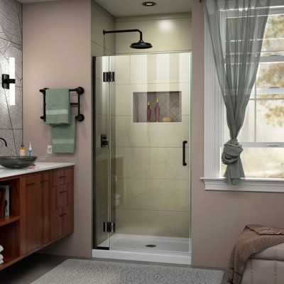DreamLine Unidoor-X 34 inch W x 72 inch H Frameless Hinged Shower Door in Matte Black