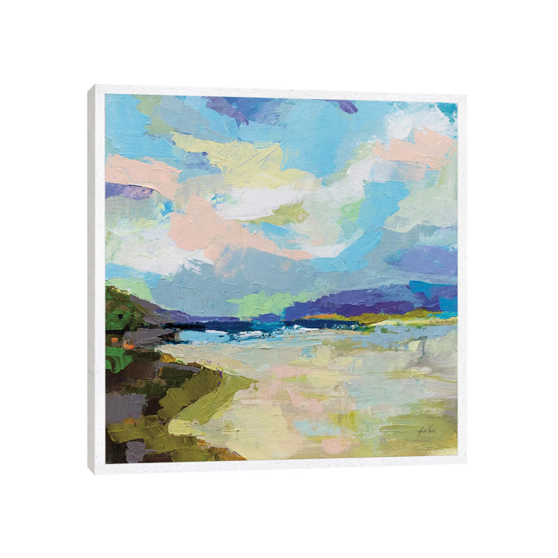 The Shore by Jeanette Vertentes - Painting on Canvas, 66.04 cm H x 66.04 cm W, White Framed