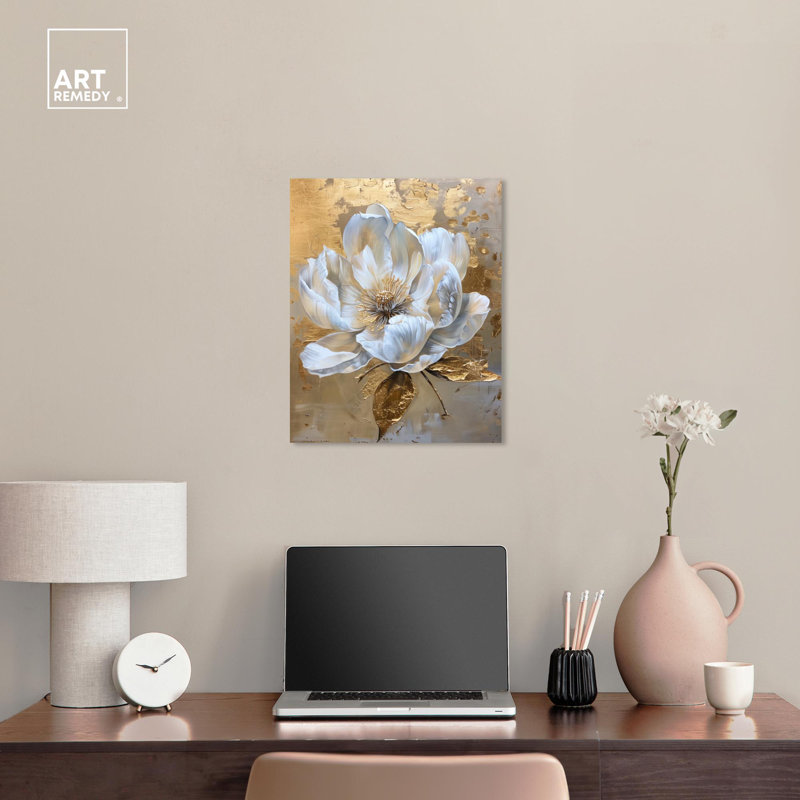 Athenas Flower Canvas Glamorous Feminine Wall Art by Art Remedy, Wrapped Canvas, 20" H x 16" W
