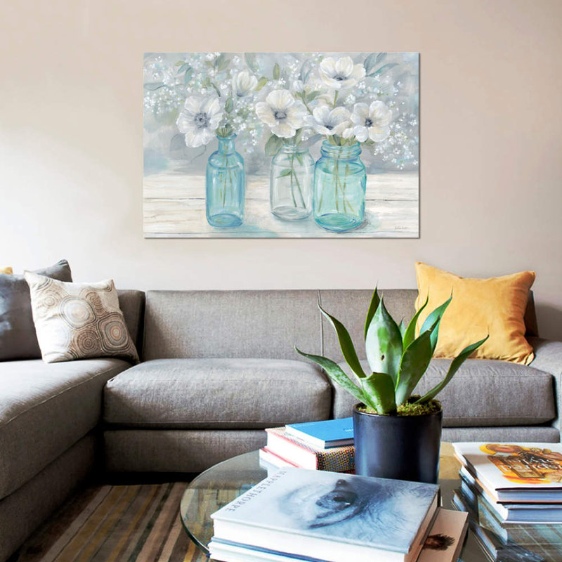 Vintage Jar Bouquet Landscape by Cynthia Coulter - Print on Canvas, 101.6 cm H x 66.04 cm W x 3.175 cm D, No Frame
