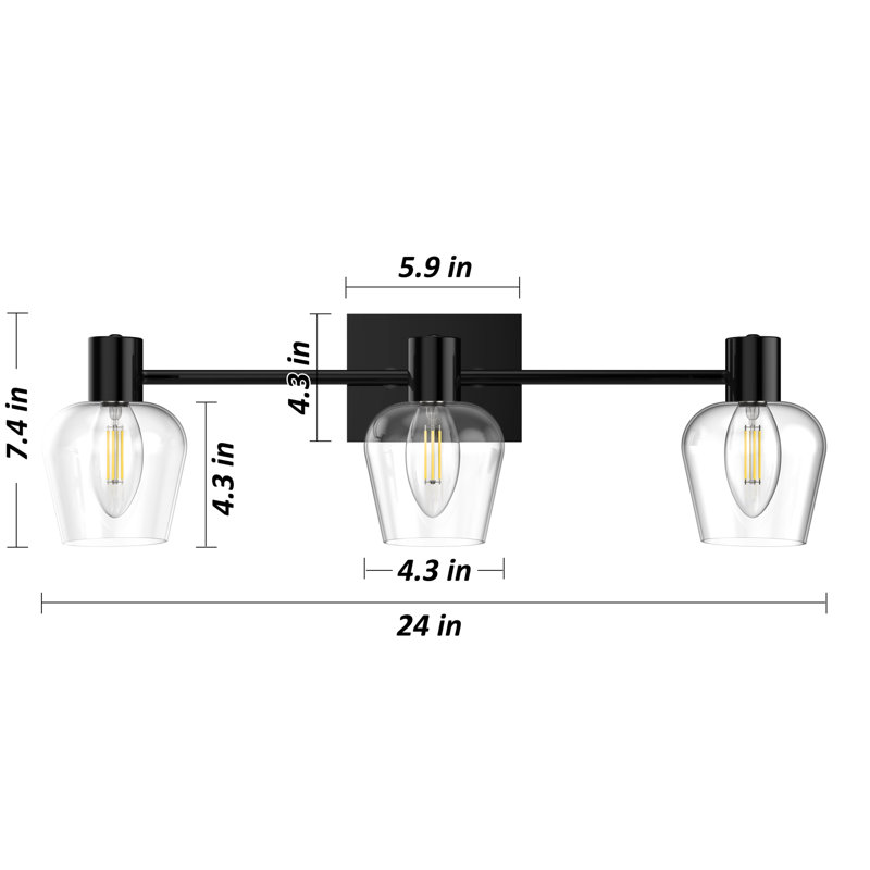 Stayko 3 - Light Bathroom vanity Lighting with 3 LED Bulbs Included
