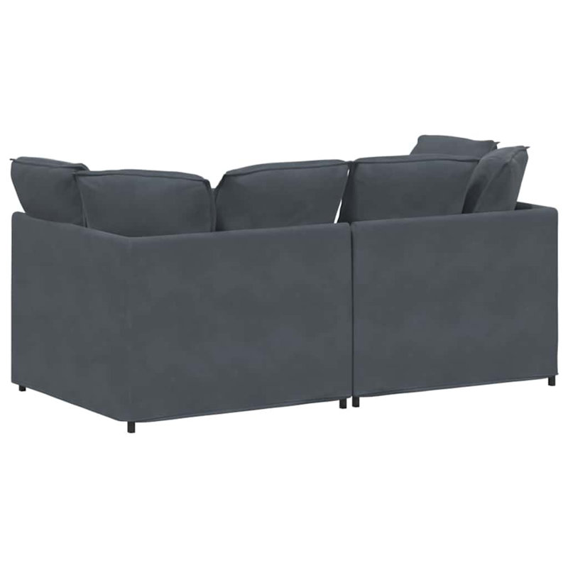  Canapé modulaire en velours gris foncé, métal, mousse surdimensionnée modulaire