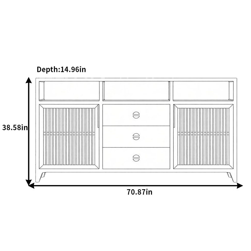 Buffet classique et simple, 38.58" H x 70.87" W x 14.96" D