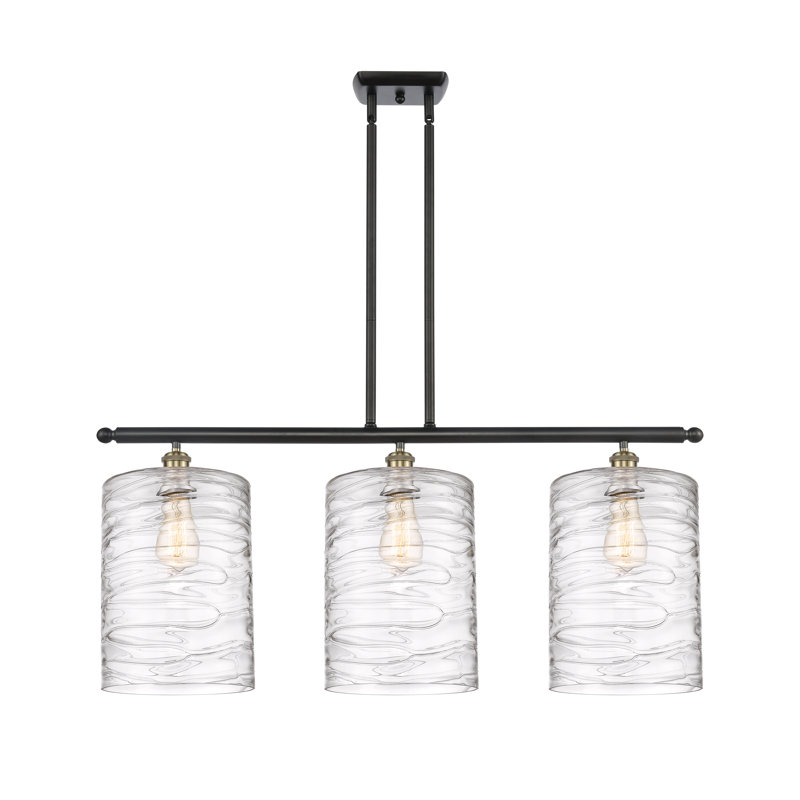 Luminaire suspendu tambour 3 lumières Dublin, Tourbillon déco, Laiton antique noir