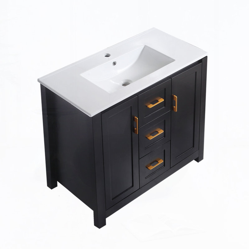 Meuble-lavabo 36 po avec lavabo simple, Noir, noir, noir, noir