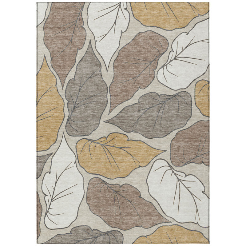 Machine Washable Indoor/Outdoor Bourkelands ACN2348 Botanical Rug, Rectangle 2'6" x 3'10"