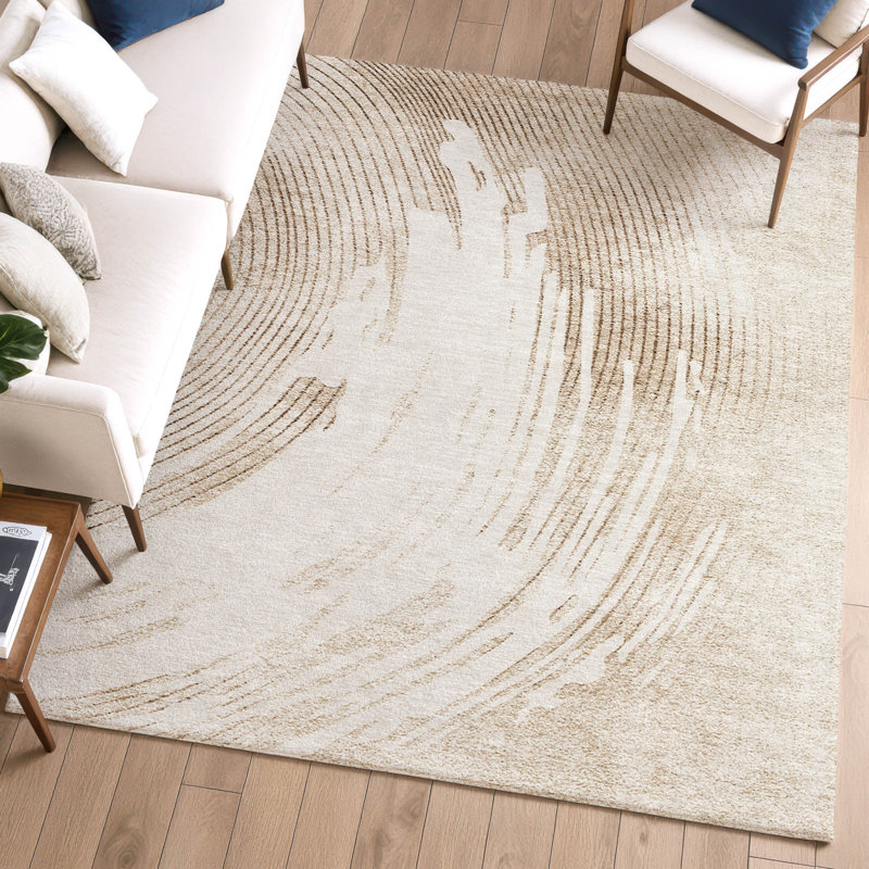 Premium Machine Washable Mayfield AMF2133 swirls Rug, 2'6" x 3'10", Brown
