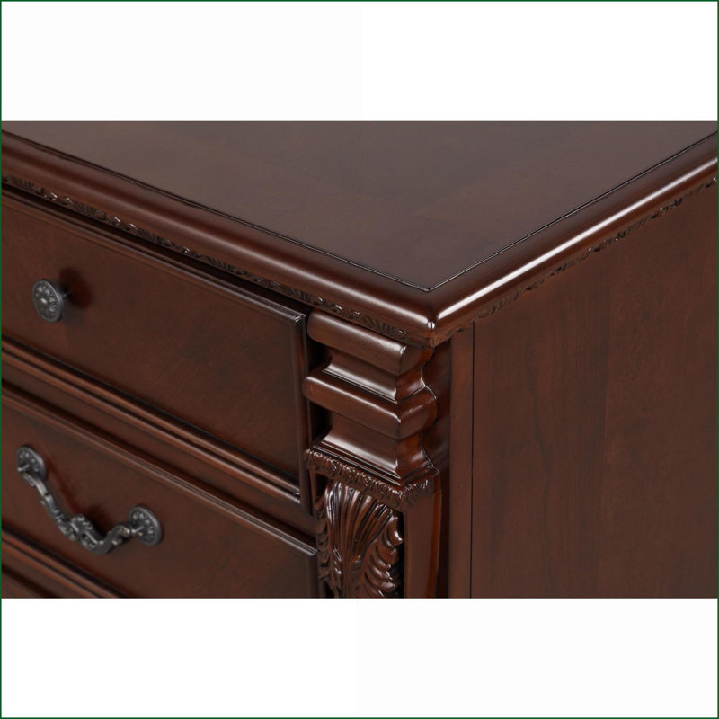 Commode en placage de bois à 9 tiroirs | Cerise | Bois