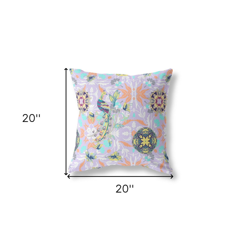 Coussin 20 po x 20 po, Floral jaune / mauve