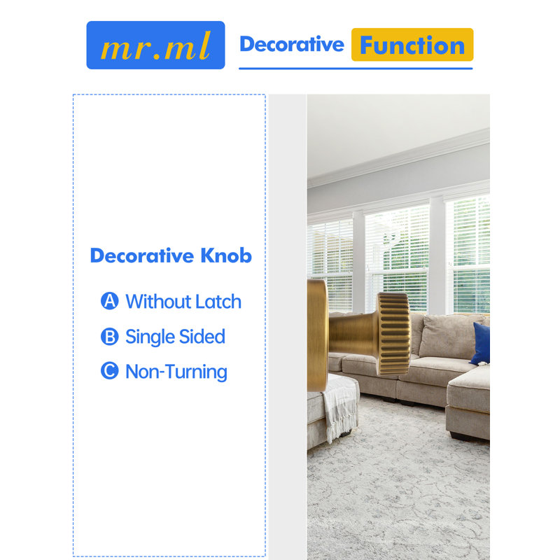 Faux bouton de porte MRML en laiton antique rétro, poignée unipolaire non tournante, bouton de porte rétro pour les portes intérieures de vestibule, de garde-robe, de garde-manger ou français, utilisé pour les boutons décoratifs en alliage d'aluminium