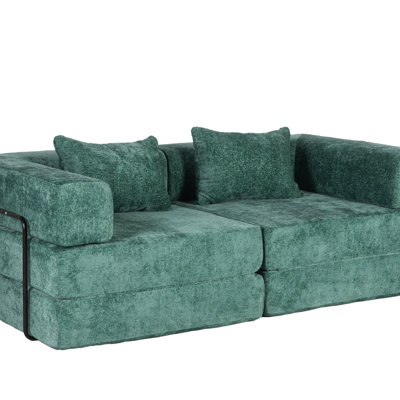 Compression Sofa,Convertible Floor Sofa Bed With Fixed-Shape Frame, Loveseats Boneless Modular Sectional Sofa,No Assembly Required,Chenille Fabric,For Living Room Bedroom