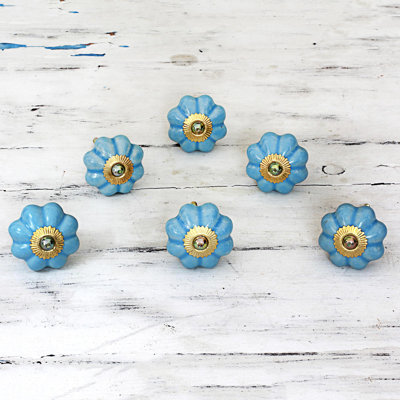 Oversized Argie Handmade Floral Beauties Ceramic Cabinet Round Knob Multipack