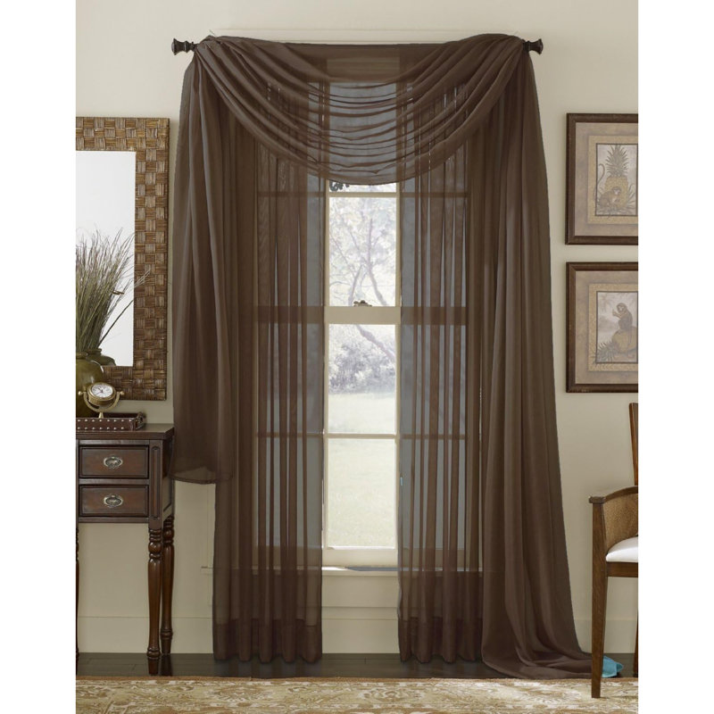 Sheer Window Scarf Single Panel, Chocolate