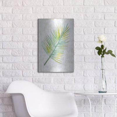 Art mural luxueux en métal «Ocean Side Palms 4» par Chariklia Zarris, 16 po x 24 po