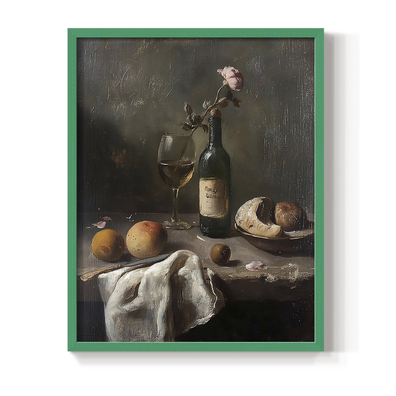 Reproduction encadrée FLORAL Series DCCxxv - bois massif, H 21 po x l 17 po, Vert