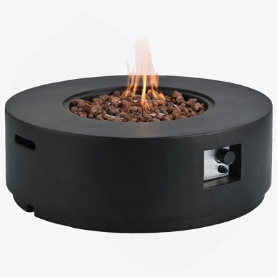 MGO Outdoor Propane Fire Pit - 38.2" Round With Faux Stone Finish, Outside Fire Pit Table With 50000 BTU, Steel Burner, Lava Rocks, Waterproof Cover,Suitable For Patio,Backyard,Poolside