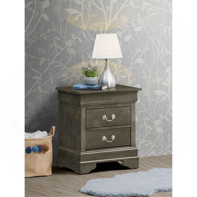 Charmante table de chevet traditionnelle grise, Gris