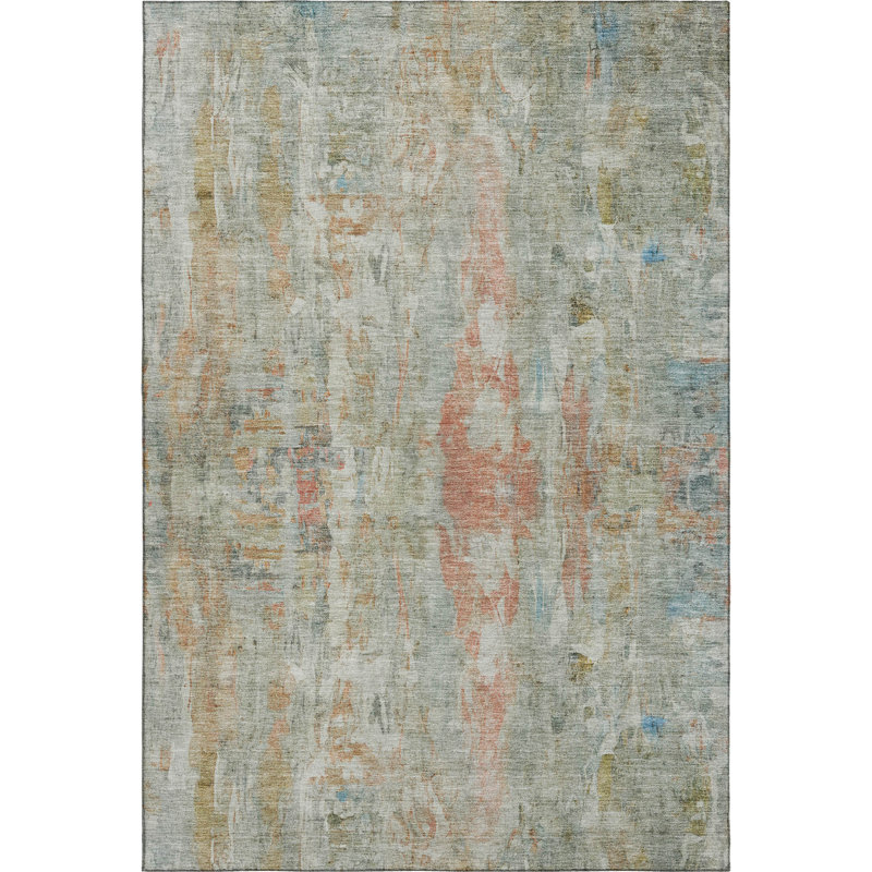 Premium Machine Washable Mayfield AMF2310 Abstract Rug, Sage, 5' x 7'6"