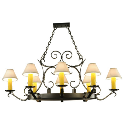 Lustre ovale forgé à la main 56 lumières avec lumières encastrées L 56 "