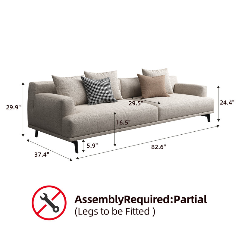 Isaiyah Upholstered Sofa, 30"H x 82.6"W x 37.4"D